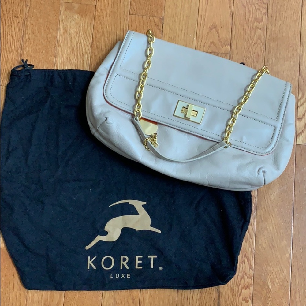 Koret Nude Blush Leather Shoulder Bag w/ Turnlock